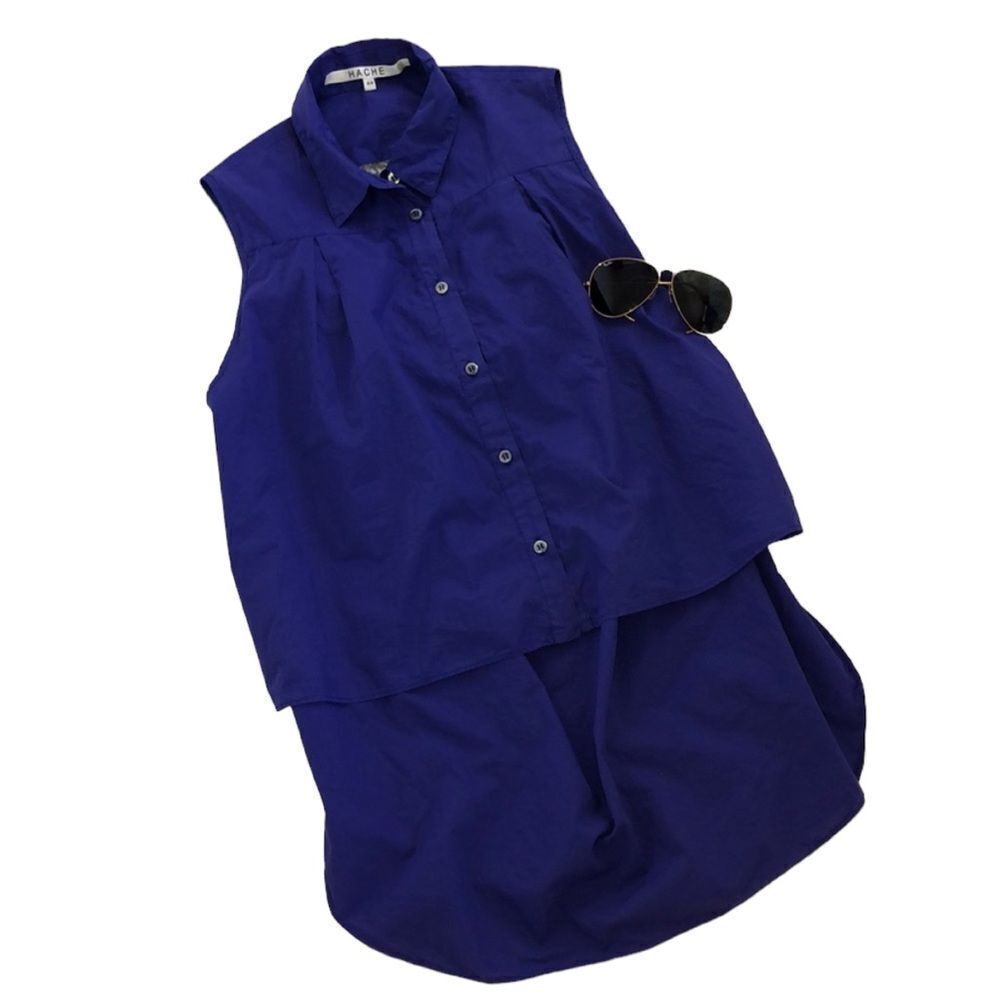 Hache Sleeveless Button Down Blouse